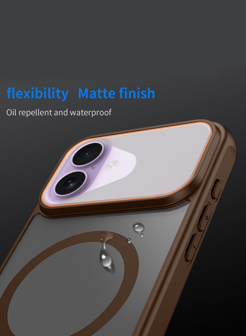 دبليو تيك غطاء خلفي هجين غير لامع لجهاز آبل آيفون 17 5G 2025، مضاد للصدمات، من البلاستيك الصلب مع امتصاص مغناطيسي قوي (MCMPMN) - بني - Image 2