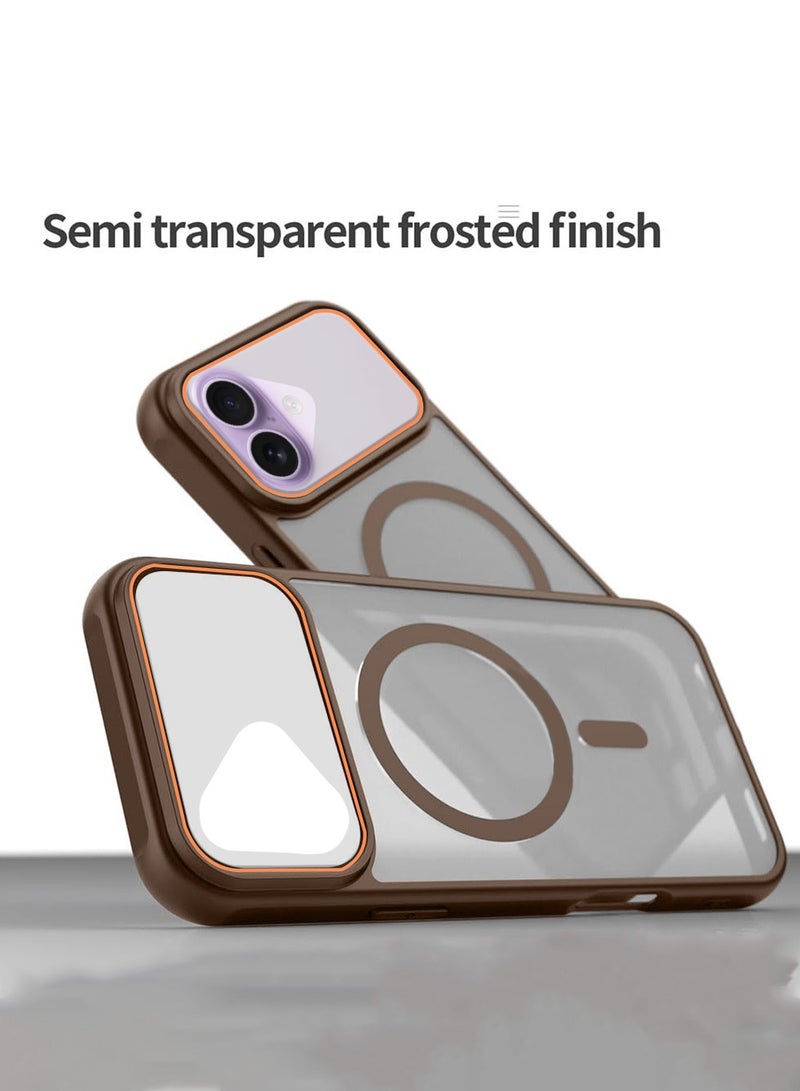 دبليو تيك غطاء خلفي هجين غير لامع لجهاز آبل آيفون 17 5G 2025، مضاد للصدمات، من البلاستيك الصلب مع امتصاص مغناطيسي قوي (MCMPMN) - بني - Image 4