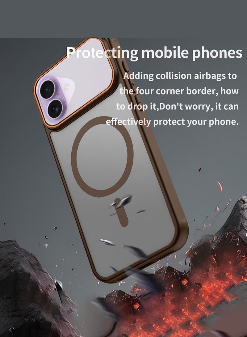 دبليو تيك غطاء خلفي هجين غير لامع لجهاز آبل آيفون 17 5G 2025، مضاد للصدمات، من البلاستيك الصلب مع امتصاص مغناطيسي قوي (MCMPMN) - بني - Image 3