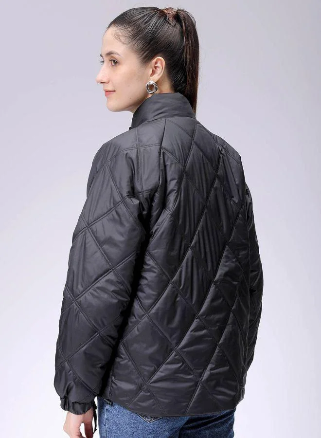 مرفوعة Women Relaxed Fit Solid Quilted Jacket