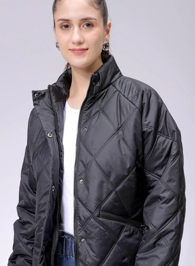 مرفوعة Women Relaxed Fit Solid Quilted Jacket