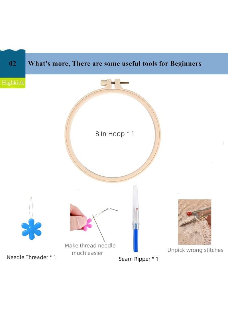 ميتوي 3 حزم التطريز كاتب الصبار سلسلة أطقم للبالغين مبتدئين مع ختم نمط ، التطريز الخيط + الإبر + هوب - Image 3