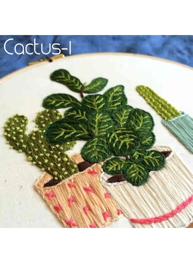 ميتوي 3 حزم التطريز كاتب الصبار سلسلة أطقم للبالغين مبتدئين مع ختم نمط ، التطريز الخيط + الإبر + هوب - Image 4