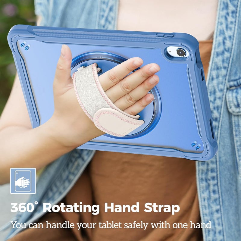Procases For Ipad 11Th Generation A16 2025/Ipad 10Th Generation Case 10.9 Inch 2022, Heavy Duty Shockproof Rugged Cover With Hand Strap 360 Degree Rotatable Kickstand Protective For Ipad 11/10 -Navy - Image 4