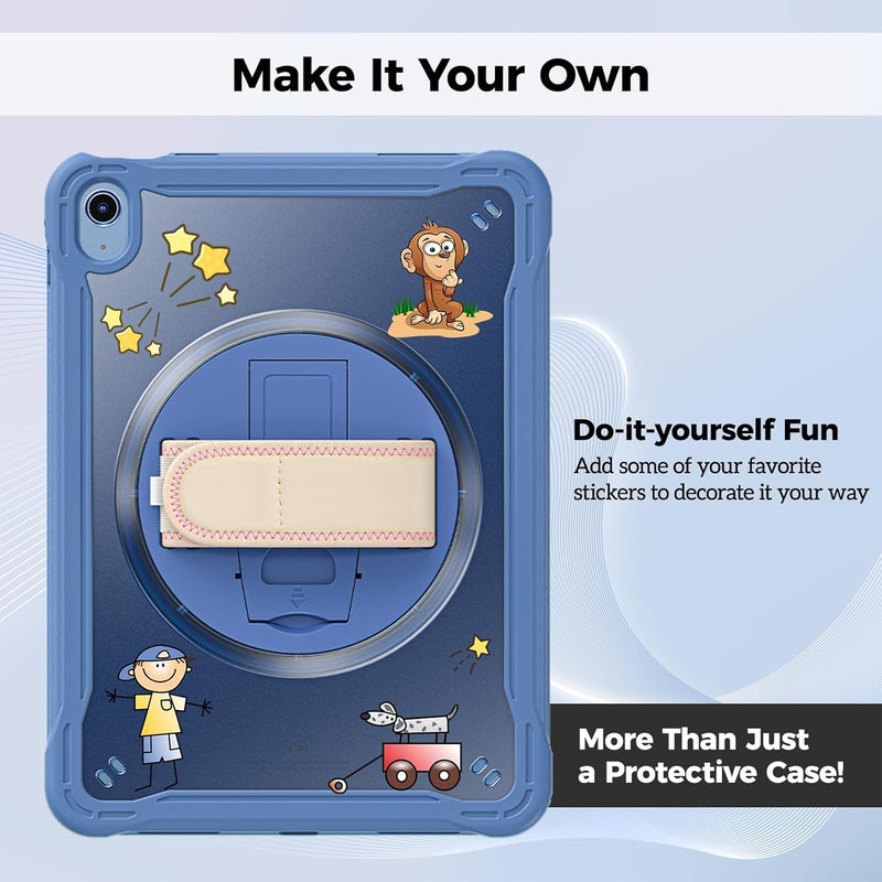 Procases For Ipad 11Th Generation A16 2025/Ipad 10Th Generation Case 10.9 Inch 2022, Heavy Duty Shockproof Rugged Cover With Hand Strap 360 Degree Rotatable Kickstand Protective For Ipad 11/10 -Navy - Image 2