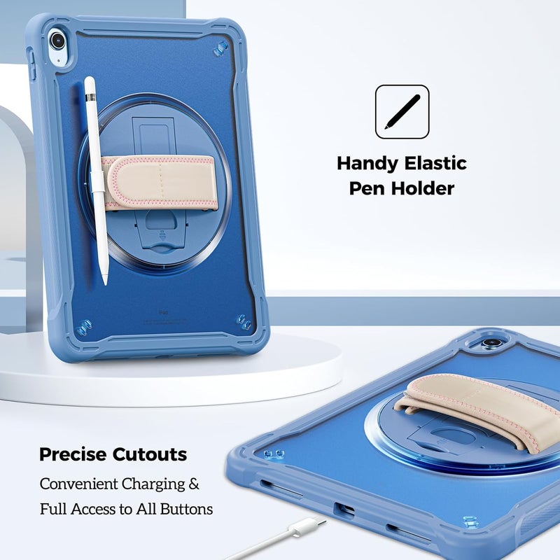 Procases For Ipad 11Th Generation A16 2025/Ipad 10Th Generation Case 10.9 Inch 2022, Heavy Duty Shockproof Rugged Cover With Hand Strap 360 Degree Rotatable Kickstand Protective For Ipad 11/10 -Navy - Image 3