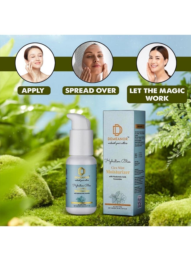 Demeanor Water Based Moisturizer for face Cica + Hyaluronic Acid Oil-free Moisturizer, 50ml 24 hours long lasting Hydration | Oil free non sticky light water gel for Daily use | All Skin Types - Image 4