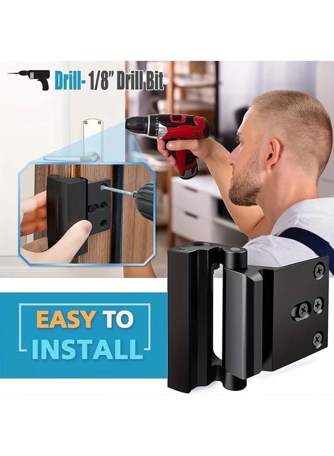 Black Security Door Reinforcement Lock 2 Pack 3 Inch Stop For Inward Swinging Door - Image 5