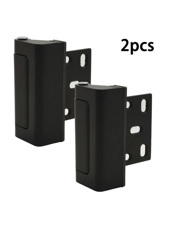 Black Security Door Reinforcement Lock 2 Pack 3 Inch Stop For Inward Swinging Door - Image 1