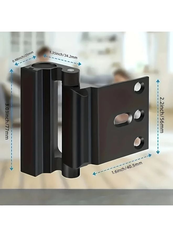 Black Security Door Reinforcement Lock 2 Pack 3 Inch Stop For Inward Swinging Door - Image 4