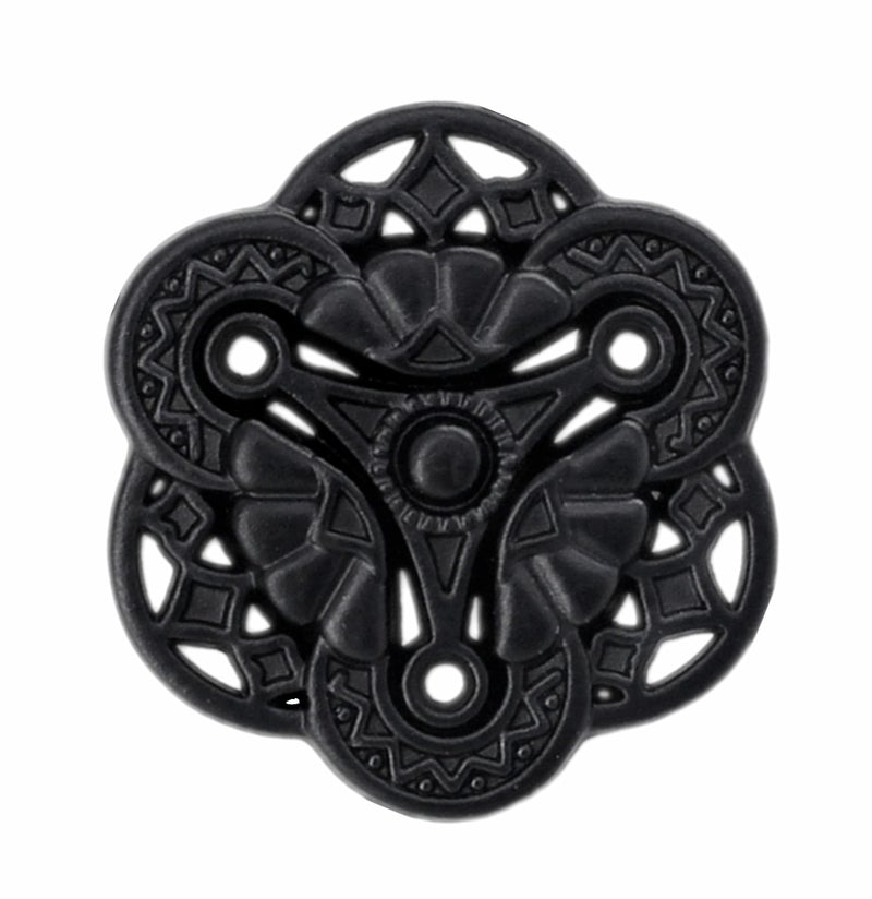 Bezelry 12 Pieces Gothic Flower Art Metal Shank Buttons 18mm (11/16 inch) (Matte Black) - Image 1