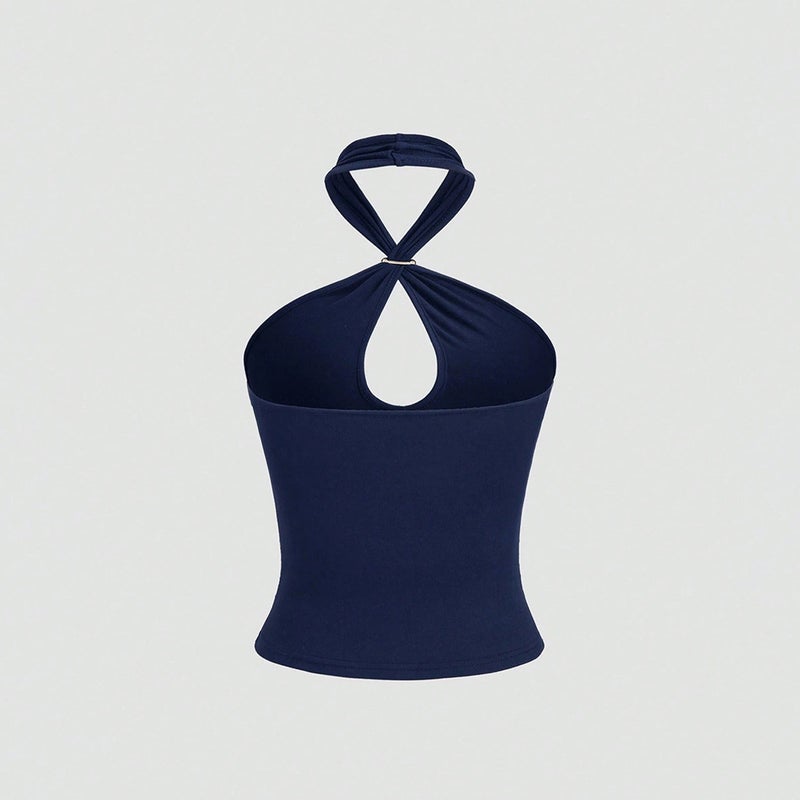 Gold Ring Halter Neck Camisole Top - Image 2