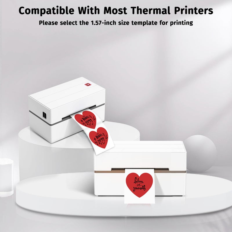 iEager Heart Shaped Thermal Stickers, 2 Inch Printable Stickers, Self-Adhesive Labels Roll for Decor, Home Storage, Thanks Card, Gift Box, Custom Logo Design - 500 Labels, Red - Image 4