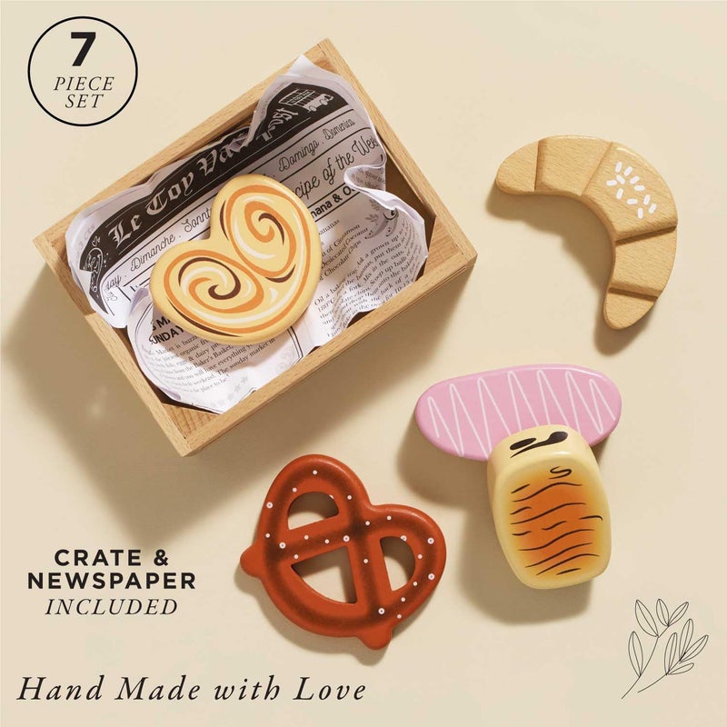 Le Toy Van - Educational Wooden Honeybee Market Baker's Basket Crate | Wood Play Food | Supermarket Pretend Play Shop Food - Image 2