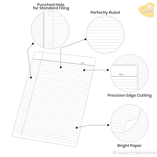 Lakeer A4 Ruled White Project Sheets Loose Leaf Filler Paper, 200 Sheet, 11.3 x 8.7 Inch, (Single Side Ruled), for Art & Craft, Project, Presentation, Etc, - Image 4