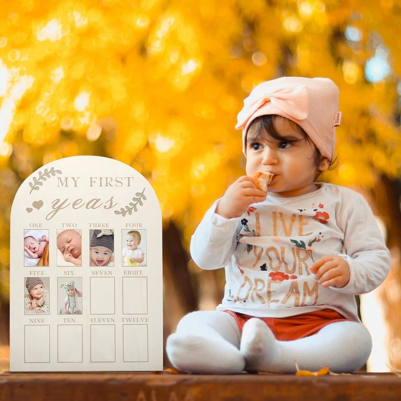 First Year Milestone Picture Frame Wooden Newborn 12 Months Photo Board Keepsake Frame for Nursery Décor - Image 5