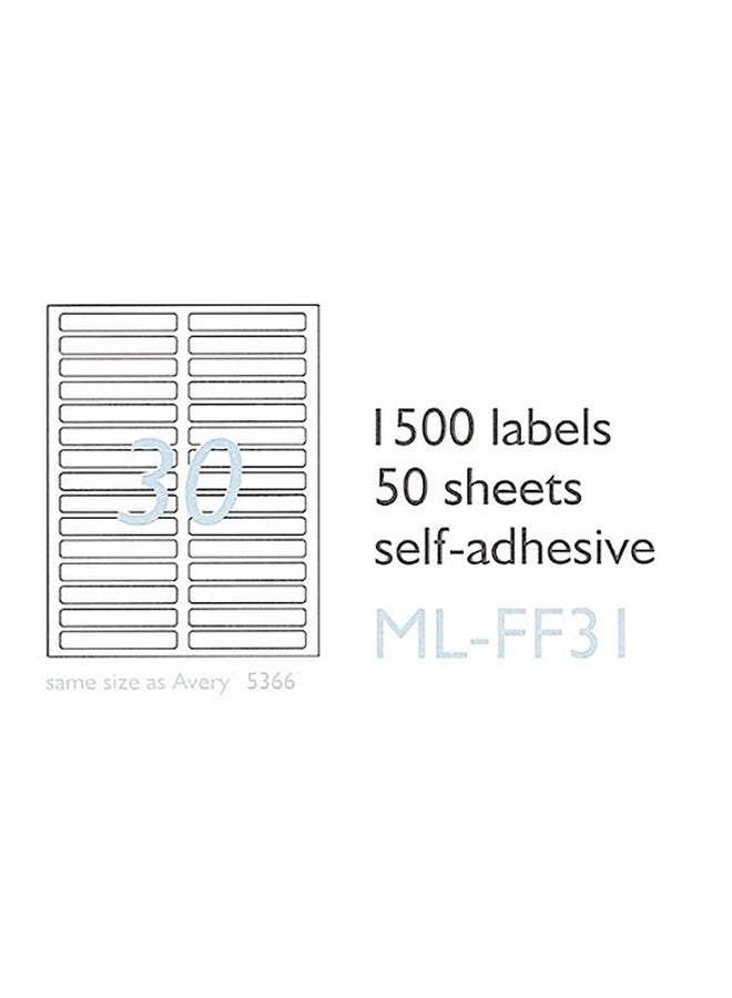 MACO Laser/Ink Jet White File Folder Labels, 2/3" x 3-7/16", 30 per Sheet, 1500 per Box (ML-FF31) - Image 2