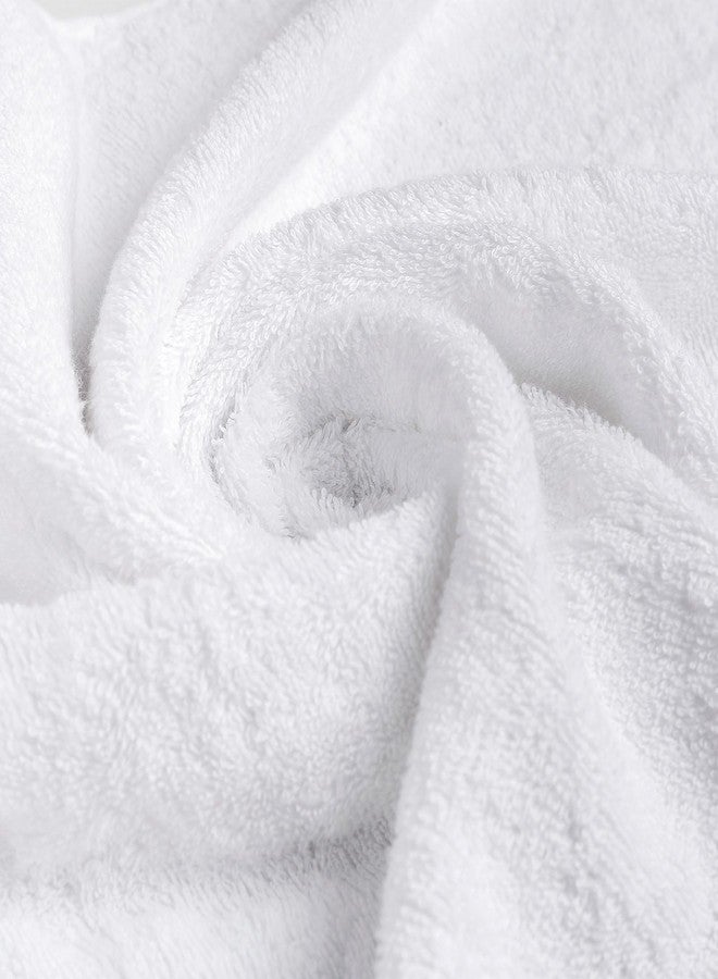 HITIME مجموعة HITIME من 6 مناشف قطن 100%، تحتوي على 2 منشفة استحمام 27" × 55"، 2 منشفة يد 14" × 30"، 2 قطعة قماش 14" × 14"، أكبر وأخف وزناً، تمتص الماء بشكل عالي، مناشف فائقة النعومة، مثالية للحمام (أبيض) - Image 2