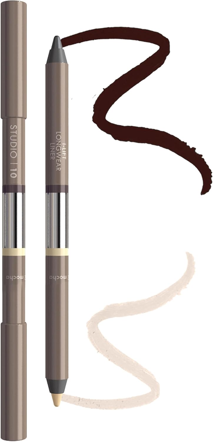 Studio10 Longwear Smudge Proof Kajal Eyeliner Pencil Mocha MediumtoDark Brown 3in1 Eye Liner Brightener and Eyeshadow Soft Creamy Eye Pencil Used by Professional Makeup Artists