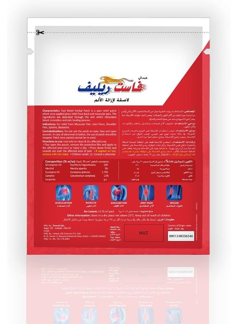 Himani Fast Relief Pain Relief Patch Relief From Backache Muscle & Joint Pains And Sprains In Minutes 10 X 7Cm 2 Patches - Image 3