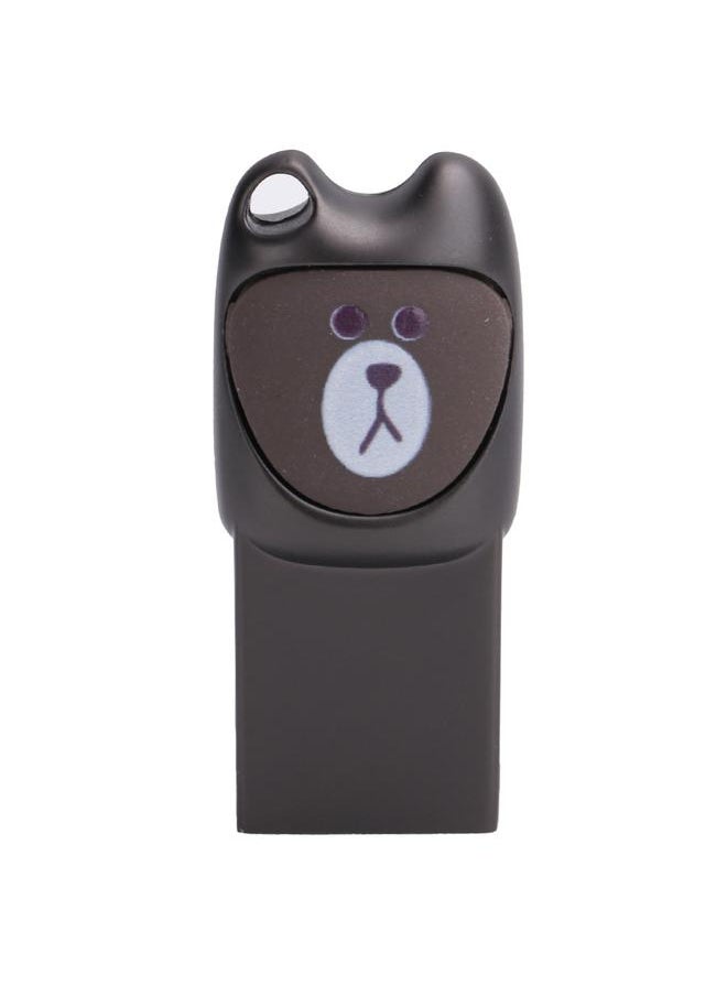 Thoraya Metal cartoon USB flash drive with mobile phone Android adapter Creative USB flash drive two-in-one bidding gift USB flash drive bear cool gray 64GB  - Image 2