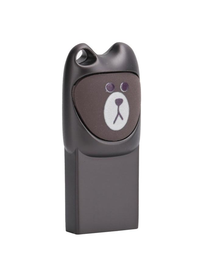 Thoraya Metal cartoon USB flash drive with mobile phone Android adapter Creative USB flash drive two-in-one bidding gift USB flash drive bear cool gray 64GB  - Image 4