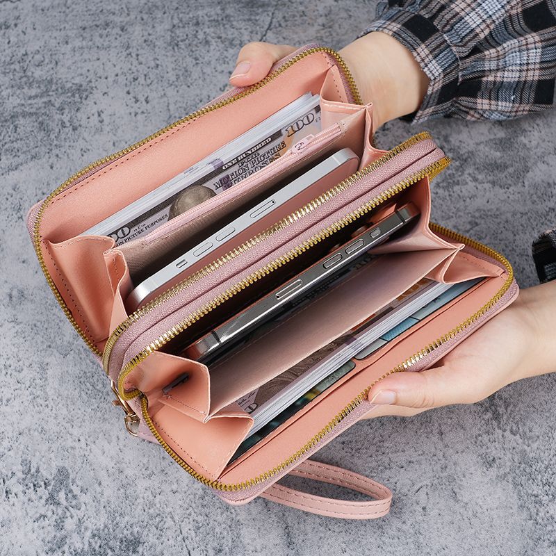 Multifunctional Solid Color PU Leather Wallet, RFID Blocking Design Portable Daily Storage Purse for Cards Cash Coin Business Use - Image 2