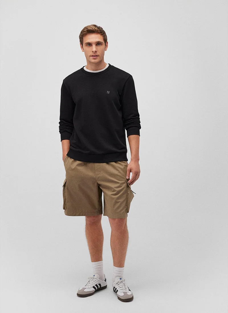 مافي Crew Neck Black Basic Sweatshirt