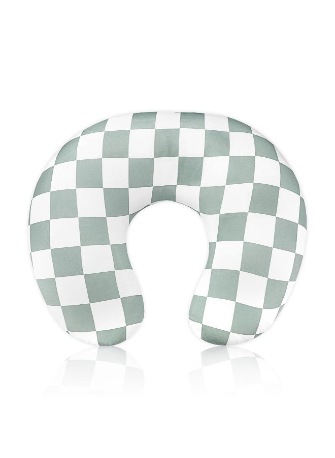 DILIMI غطاء وسادة الرضاعة DILIMI، غطاء قابل للإزالة ومرن لوسائد الرضاعة، غطاء فائق النعومة ومريح للبنات والأولاد، تصميم مربعات متداخلة - Image 1