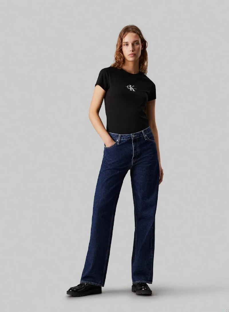 Calvin Klein Jeans Ck Black Slim Monogram T-Shirt for Women | Best Price UAE