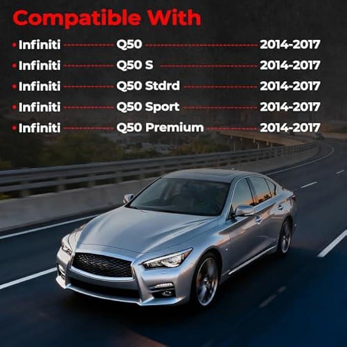 Femibon Rear Diffuser W/LED Brake Light Compatible with Infiniti Q50 2014 2015 2016 2017,Rear Bumper Lower Lip Splitter Exterior Accessories (Gloss Black) - Image 2
