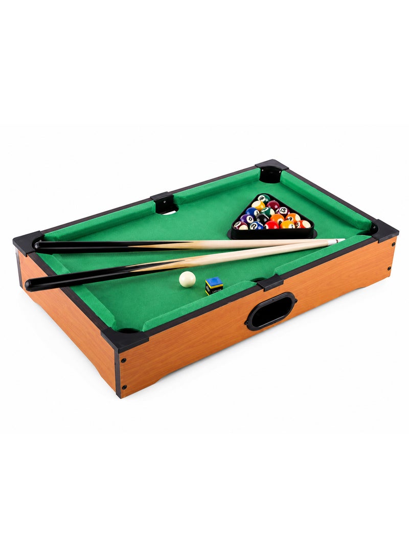 Lifetop Mini Pool Table Game Set with 2 Cues, Balls, Triangle Rack & Accessories | 51 x 31 x 9 cm | Wooden Tabletop Billiards Game - Image 1