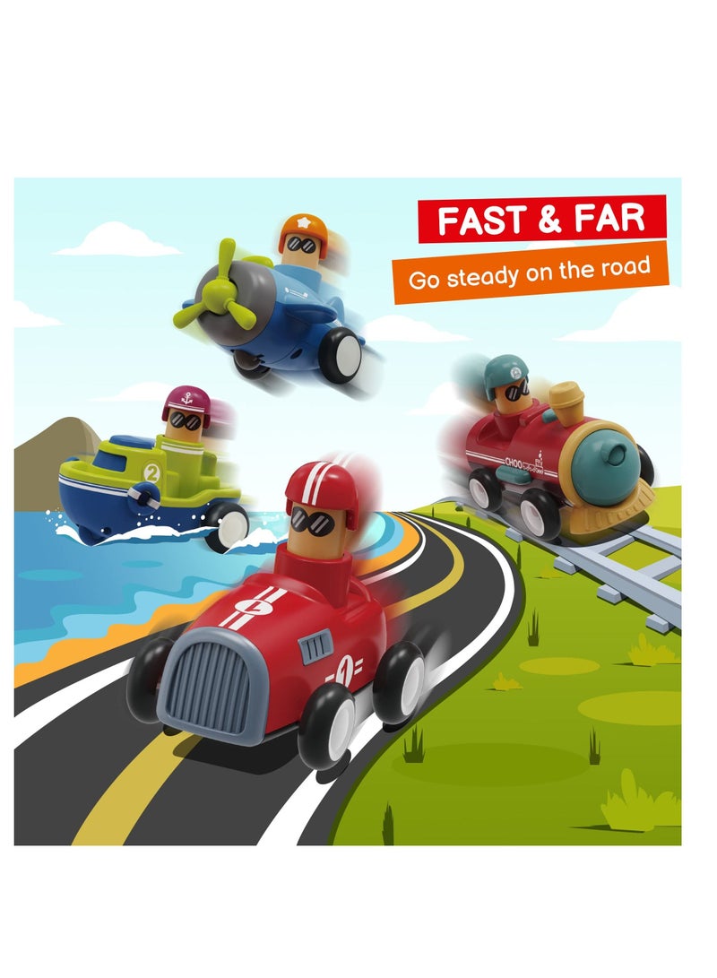 KASTWAVE Toy Cars, KASTWAVE Push and Go Play Set Friction Powered Car Pull Back Vehicles Transport Tools Gifts for Babies Toddlers Kids Boys Girls Age 3+ Years Old (Including Car Airplane Boat Train) - Image 4