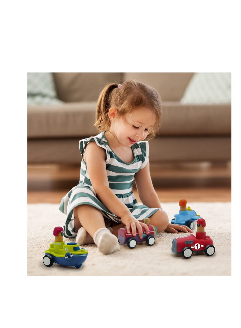 KASTWAVE Toy Cars, KASTWAVE Push and Go Play Set Friction Powered Car Pull Back Vehicles Transport Tools Gifts for Babies Toddlers Kids Boys Girls Age 3+ Years Old (Including Car Airplane Boat Train) - Image 5