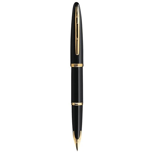 Waterman Carène Black Sea Fountain Pen High-Gloss Black & 23k Gold Clip Medium Nib with Blue Ink Cartridge Gift Box - Image 5