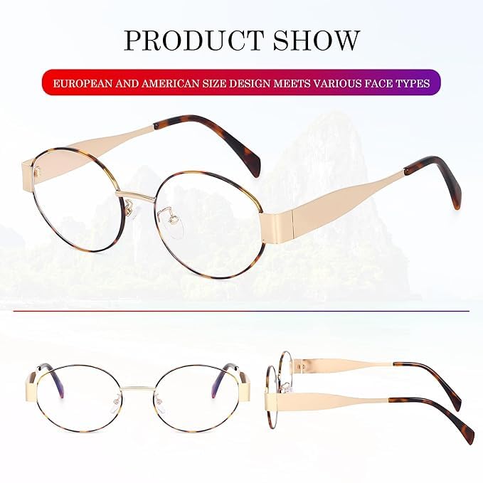 IFLASH Fashion Oval Blue Light Blocker Glasses for Women Men Fashion Retro Eyewear Computer Eyeglasses Non-Prescription (LEPORD BROWN, MEDIUM) - Image 5