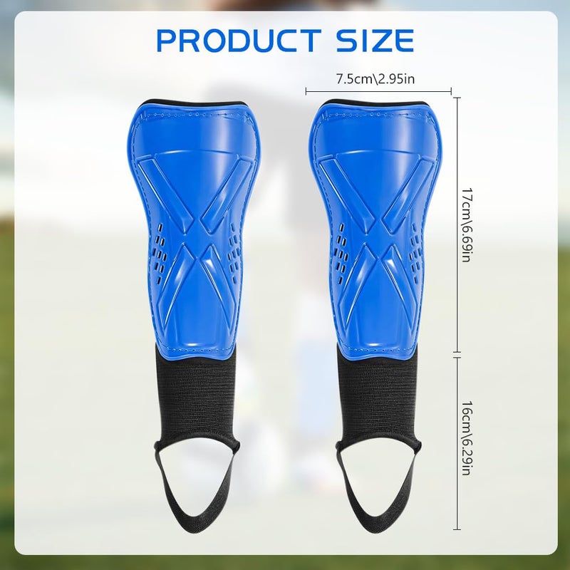 Proberos ® Football Shin Guard for Kids, Sport Guards with Ankle Support EVA Cushioning Liner Football Adjustable Hook and Loop Closure Light Weight & Breathable Design for Football, Rugby, Blue - Image 2
