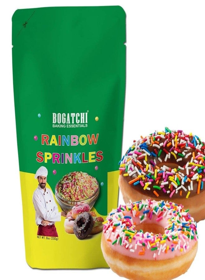 BOGATCHI Colorful Rainbow Sprinkles, Non GMO |Tasty | Gluten Free, Mixed Colorful Sprinkles for Cakes Decoration, 200g , Free Measuring Spoon - Image 1