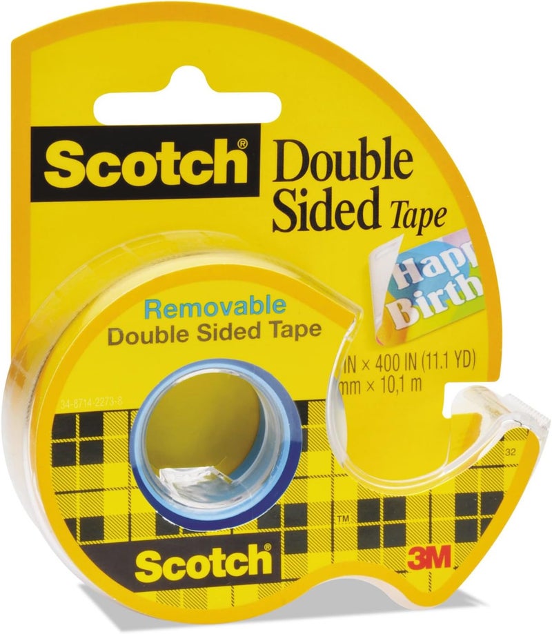 Scotch  Double-Sided Removable Tape with Dispenser, 3/4-Inch x 400-Inch, Clear – 1-Pack - Image 1