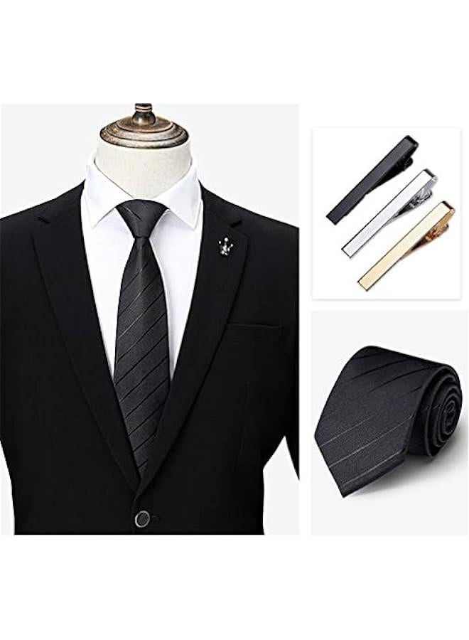 GELESE Tie Clips for Men, 3 Pack Classic Tie Clip Silver Gold Black Necktie Tie Bar Pinch Clips Suitable for Wedding Anniversary Business - Image 4