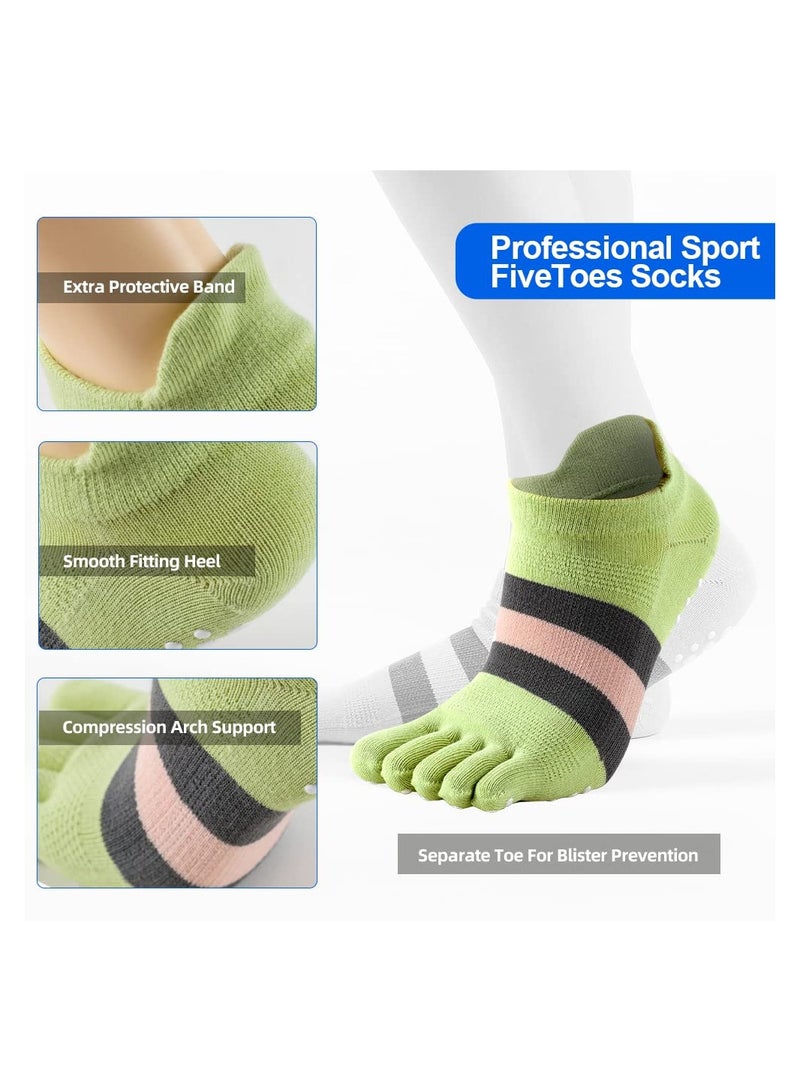 3 Pairs Of Running Yoga Non-Slip Shoes And Socks Women'S Five-Finger Running Socks With Grip