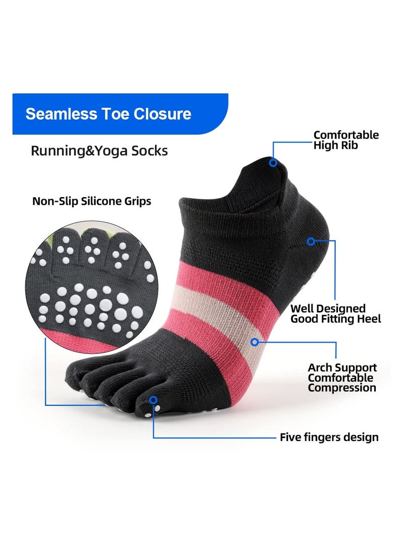 3 Pairs Of Running Yoga Non-Slip Shoes And Socks Women'S Five-Finger Running Socks With Grip