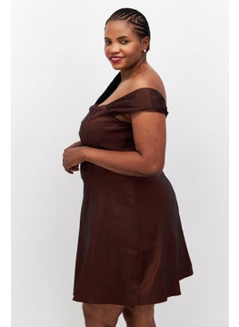 Collective The Label Women Solid Curve Dress, Brown  - Image 2