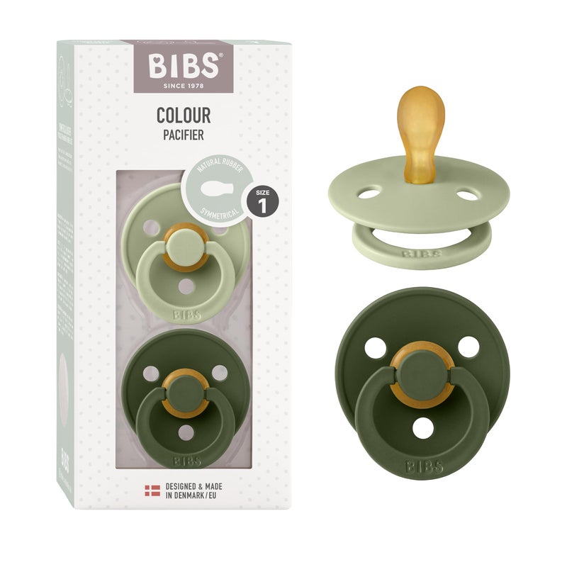 BIBS Pacifiers 0-6 Months | 2-Pack Soothers | BPA-Free Symmetrical Nipple | Made in Denmark | Sage/Hunter Green Colour Pacifier - Image 1