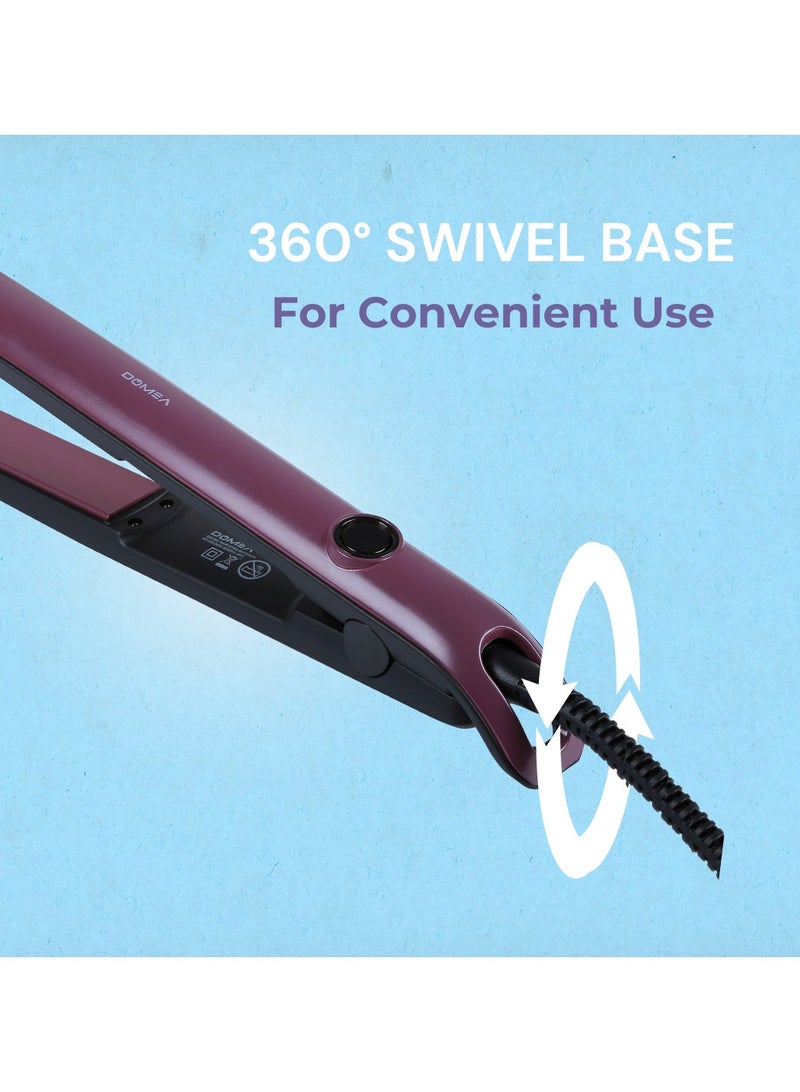 DOMEA Ceramic Hair Straightener, 220°C Fast Heating, 360° Swivel Cable, One-Touch ON/OFF, Ionic Technology, Salon-Quality Styling for Straight, Wavy, Thin & Fine Hair - Image 2