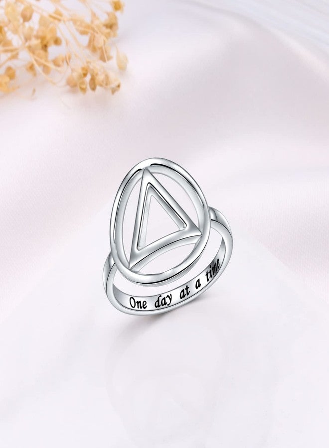 DAOCHONG Sobriety Rings for Women Sterling Silver AA Alcoholics Anonymous Ring Open Circle Karma Ring for Women Size 8 - Image 3