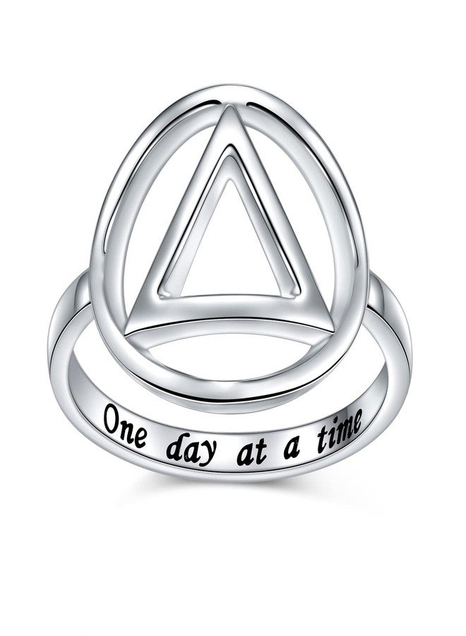 DAOCHONG Sobriety Rings for Women Sterling Silver AA Alcoholics Anonymous Ring Open Circle Karma Ring for Women Size 8 - Image 1