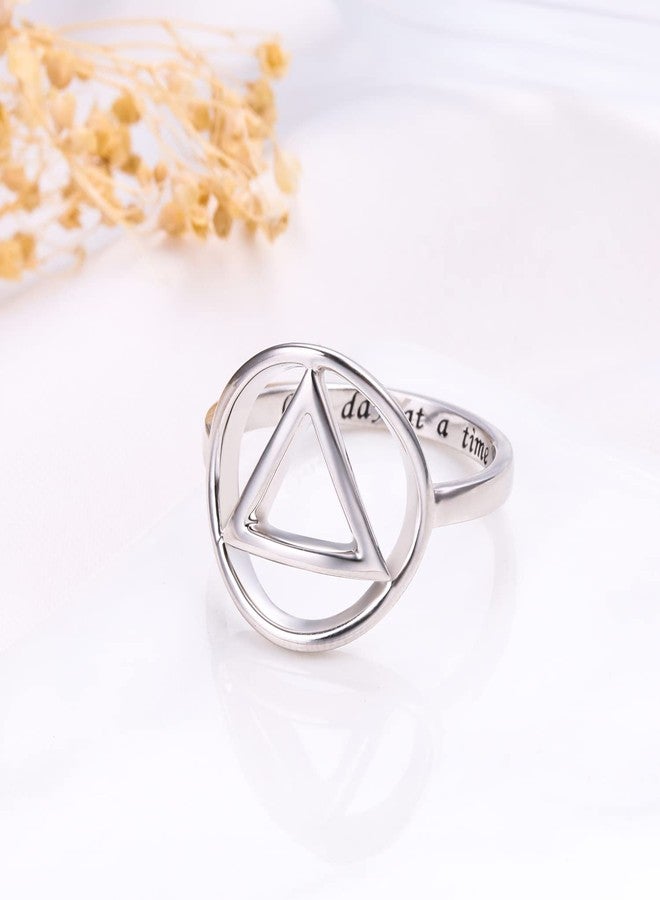 DAOCHONG Sobriety Rings for Women Sterling Silver AA Alcoholics Anonymous Ring Open Circle Karma Ring for Women Size 8 - Image 4