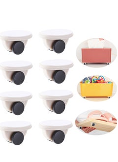 Self-Adhesive Mini Pulleys for Storage Boxes - 8 Pack White Non-Rotating Bottom Rollers for Easy Movement of Trays, Trash Cans, and DIY Projects - Single Row Design.