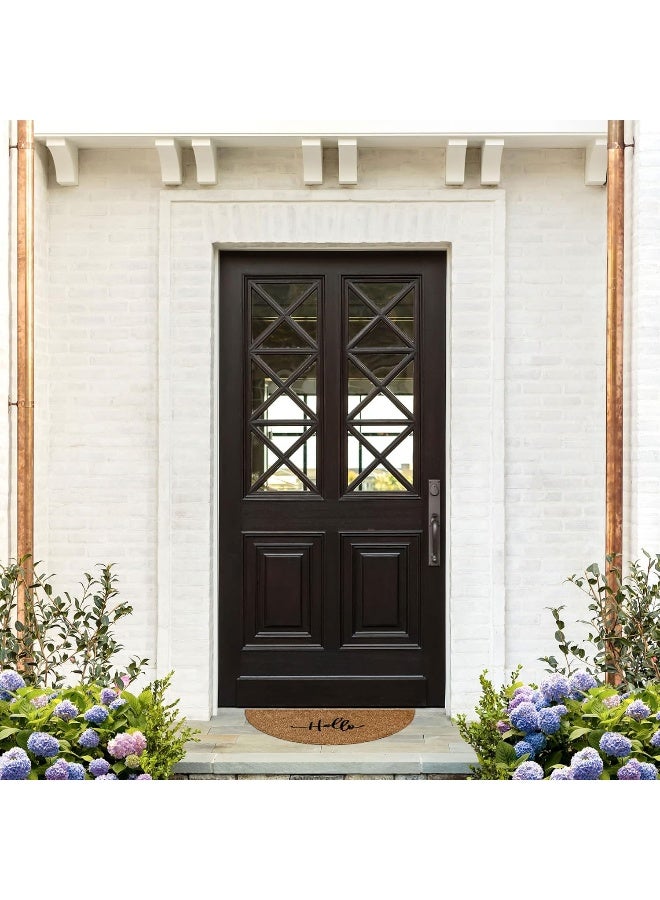 BARNYARD DESIGNS 'Hello' Doormat Welcome Mat, Outdoor Mat, Large Front Door Mat Indoor Entrance Mat, Back Door Mat Outdoor Entrance, Front Porch Rug, Cute Farmhouse Home Spring Fall, 30X17, Brown  - Image 2